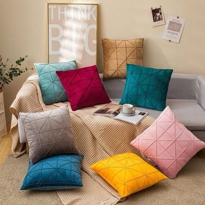 Vente en gros de textiles pour la maison en polyester de flanelle de velours carré canapé de lit couvercle de coussin décoratif